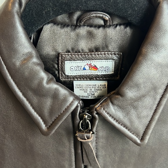 🤎Like new One Kid Unisex Genuine Lamb Leather infant jacket Brown 12 months - Picture 7 of 15